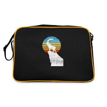 Vintage Steinbock Berge Wandern Klettern Camping - Retro Tasche - Schwarz/Gold - Hinten
