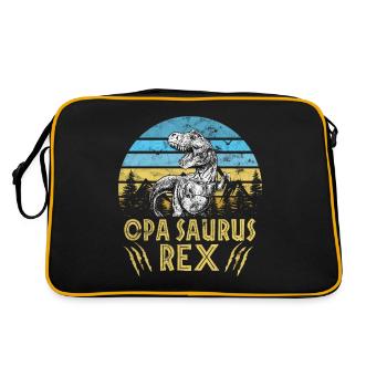 Opa Opasaurus Familie Vintage Retro Dinosaurier - Retro Tasche - Schwarz/Gold - Hinten