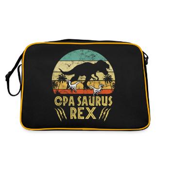 Opa Opasaurus Vatertag Vintage Retro Dinosaurier - Retro Tasche - Schwarz/Gold - Hinten