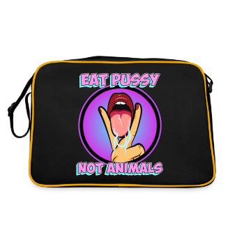 Funny Eat Pussy Not Animals animal welfare gift - Retro Bag - black/gold - Back