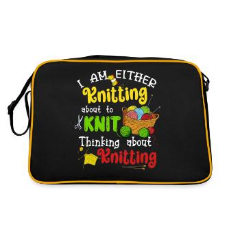 Knitting About To Knit Thinking About Knitting - Retro Bag - black/gold - Back