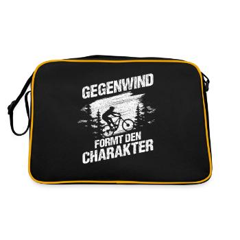 Gegenwind formt den Charakter - Fahrrad - Retro Tasche - Schwarz/Gold - Hinten