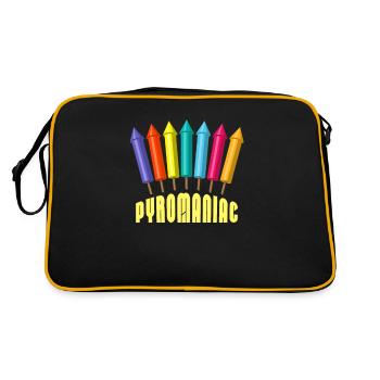 Pyromaniac missile firework pyrotechnician humor - Retro Bag - black/gold - Back