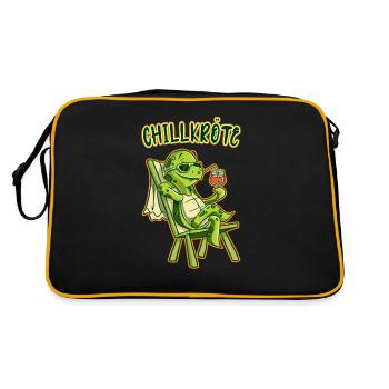 Chillkröte Chilling Schildkröte Wortspiel Humor - Retro Tasche - Schwarz/Gold - Hinten