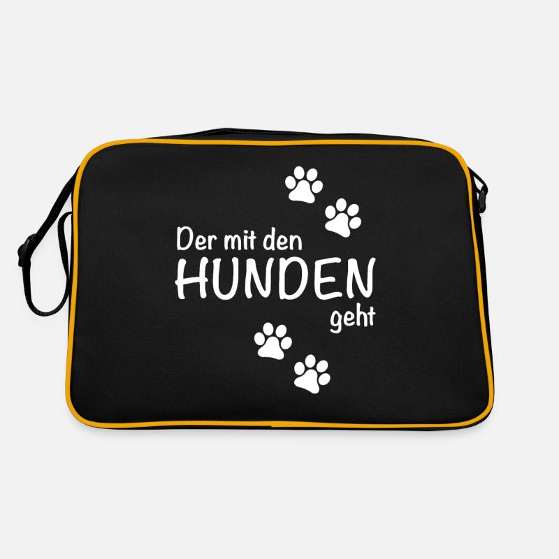 Der mit den Hunden geht Retro Tasche