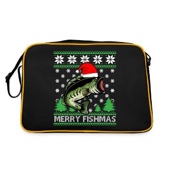 Merry Fishmas angler gift for Christmas - Retro Bag - black/gold - Back