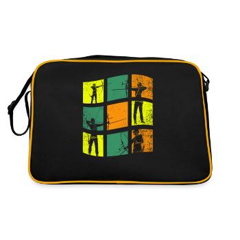 Retro Bogenschießen Vintage Bogenschütze - Retro Tasche - Schwarz/Gold - Hinten