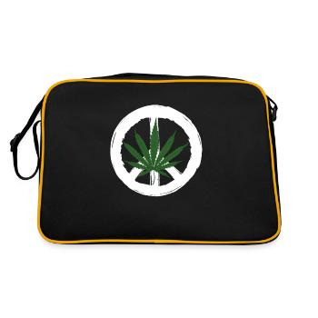 Smoking pot peace sign 420 stay high weedd - Retro Bag - black/gold - Back