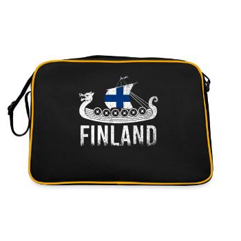 Finnland Wikinger Finne - Retro Tasche - Schwarz/Gold - Hinten