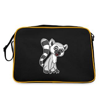 Cute Madagascar Lemur Costume Gift Idea - Retro Bag - black/gold - Back