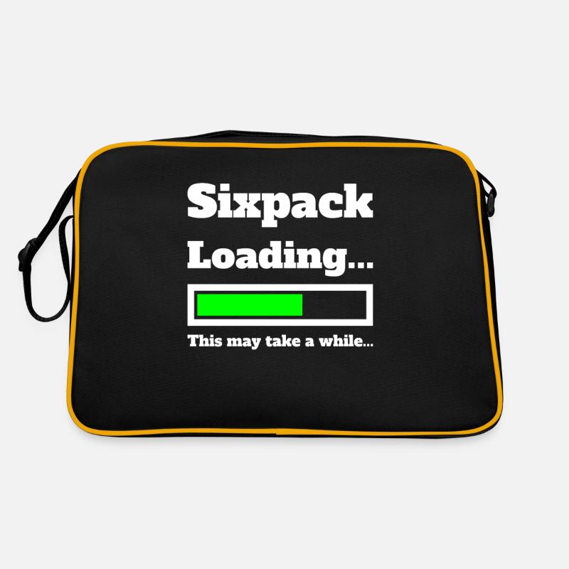 SIX PACK Sixpack Loading... Bitte warten... - Retro Tasche - Schwarz/Gold