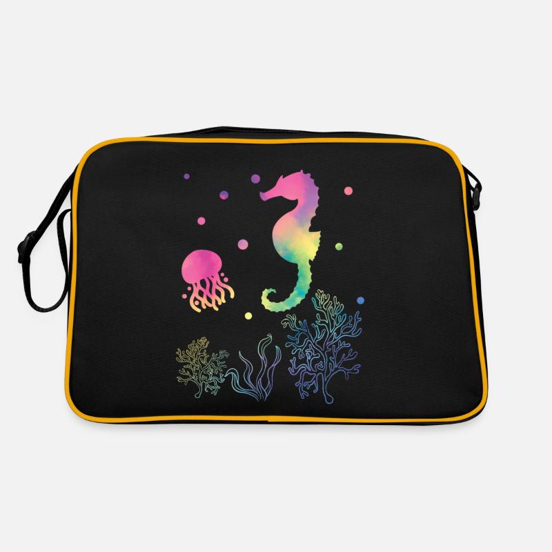 Hippocampe et méduse couleurs arc-en-ciel Sac Retro