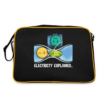 Elektrizität Elektriker Lustiges Geschenk - Retro Tasche - Schwarz/Gold - Hinten