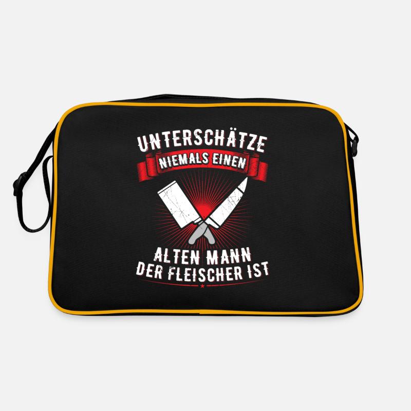 Metzger Alter Mann Fleischer Schlachter Metzgerei Retro Tasche
