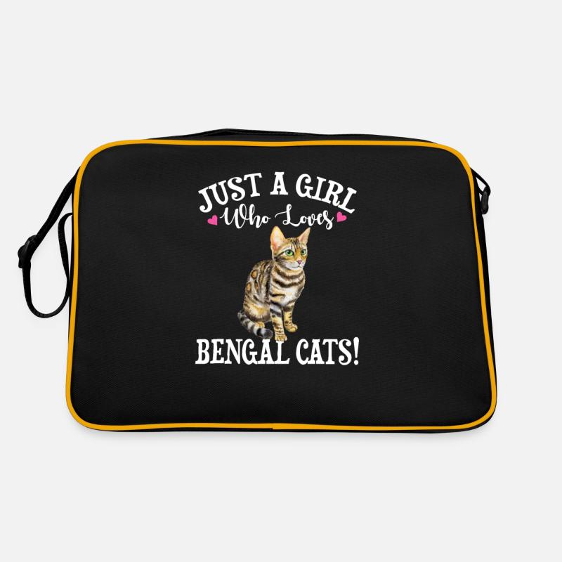 Bengalkatzen - Retro Tasche - Schwarz/Gold