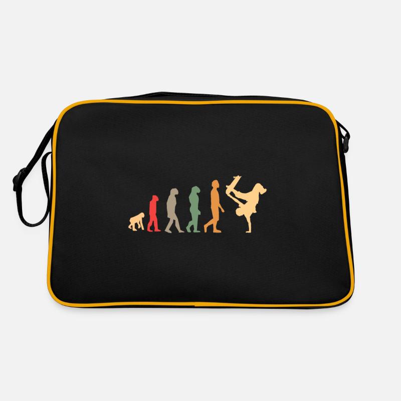 vintage Skateboard evolution Geschenk für skater - Retro Tasche - Schwarz/Gold