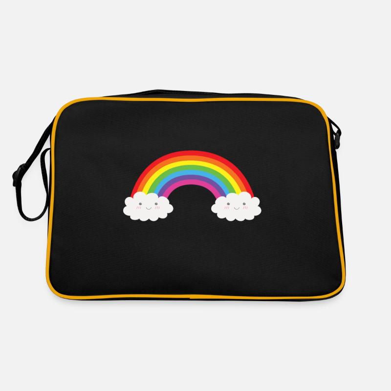 Regenbogen Rainbow - Retro Tasche - Schwarz/Gold