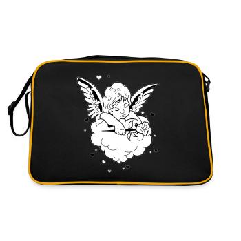 Doux mignon ange rose fleur aile nuages - Sac Retro - noir/or - Dos