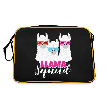 Lama Lama Squad Lama und Alpakas Alpaka - Retro Tasche - Schwarz/Gold - Hinten