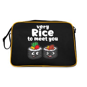 VERY RICE TO MEET YOU Sushi Fan Humor Spruch - Retro Tasche - Schwarz/Gold - Hinten