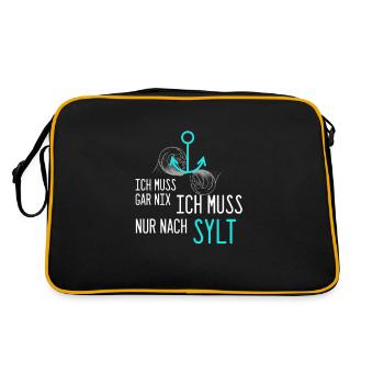 Ich muss gar nix ich muss nur nach Sylt - Retro Tasche - Schwarz/Gold - Hinten
