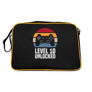 Level 10 Unlocked 10. Geburtstag Gamer Zocker - Retro Tasche - Schwarz/Gold - Hinten
