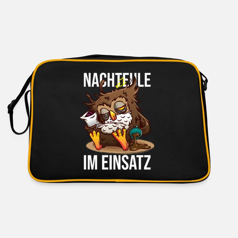 Nachteule Im Einsatz Müde Eule Nachtmensch Retro Tasche
