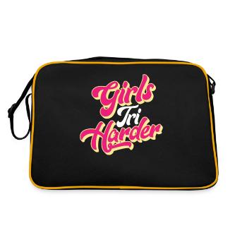 Triathlon Mädchen Wortspiel Geschenk - Retro Tasche - Schwarz/Gold - Hinten