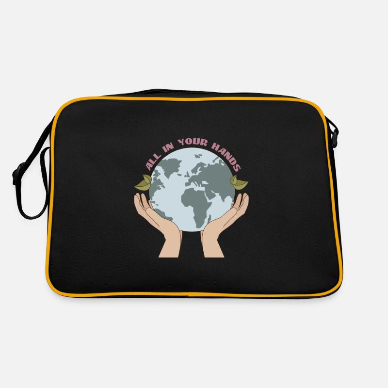 Save the Earth Planet Geschenkidee - Retro Tasche - Schwarz/Gold