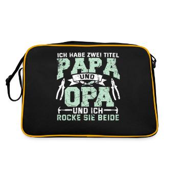 Lustig Papa Opa Spruch Handwerker Geschenk Geek - Retro Tasche - Schwarz/Gold - Hinten