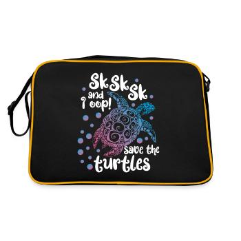 SkSkSk et moi oop! Sauvez les tortues | Protéger les animaux - Sac Retro - noir/or - Dos