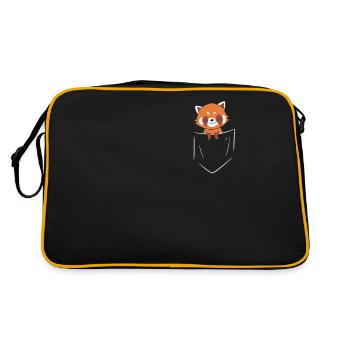 Red Panda In A Pocket Funny Panda T-Shirt - Retro Bag - black/gold - Back