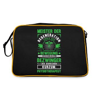 Lustig Physios Physiotherapeut Spruch Geschenk - Retro Tasche - Schwarz/Gold - Hinten