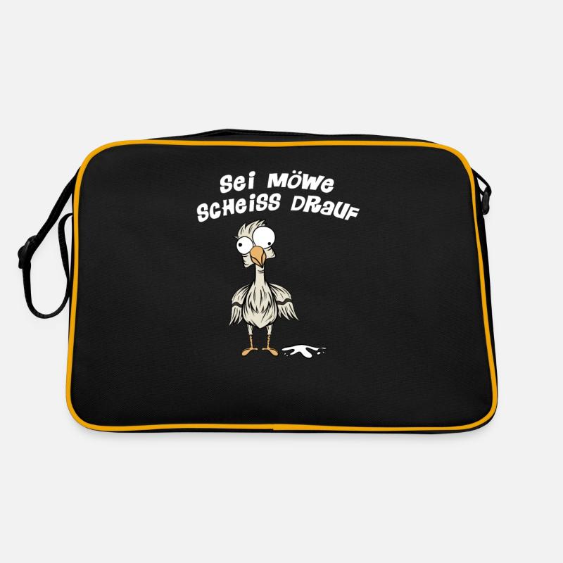 Sei Möwe Scheiß Drauf Norddeutschland Norddeutsch - Retro Tasche - Schwarz/Gold