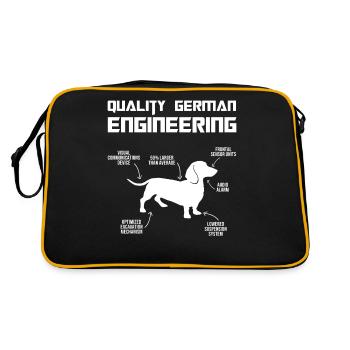 Dackel Inhaber Dachshund Qualität German Engineeri - Retro Tasche - Schwarz/Gold - Hinten