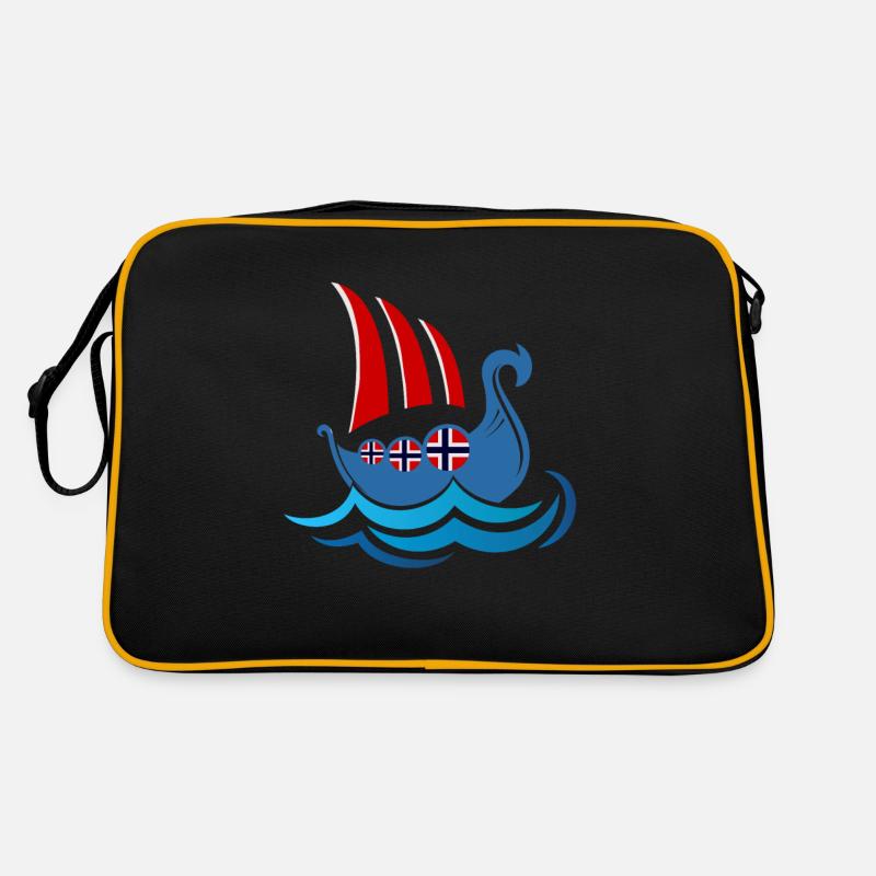 Norwegen Elch - Retro Tasche - Schwarz/Gold