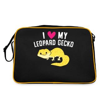 Ich liebe meinen Leoparden Gecko - Retro Tasche - Schwarz/Gold - Hinten