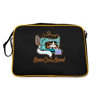 Sewing cat hobby tailor humor - Retro Bag - black/gold - Back