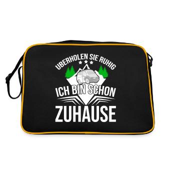 Camper Bus Van Geschenk I Caravan Camping - Retro Tasche - Schwarz/Gold - Hinten