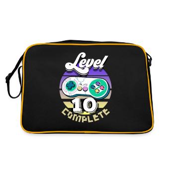 Player Gamer 10 Jahre Geschenkidee - Retro Tasche - Schwarz/Gold - Hinten