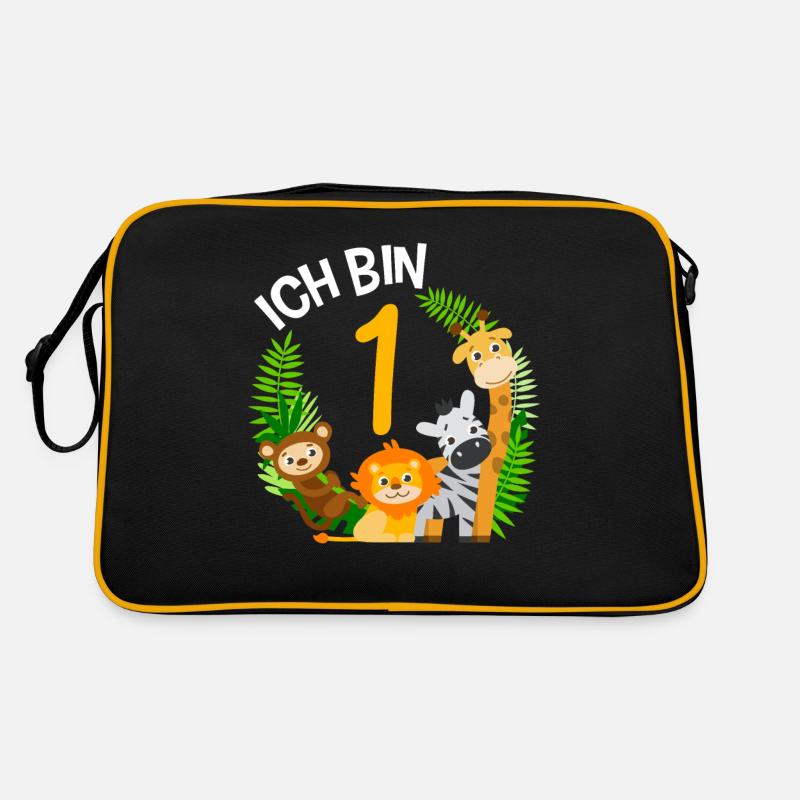 1. Geburtstag Geburtstagsshirt Dschungel Erster - Retro Tasche - Schwarz/Gold