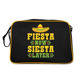 Fiest now siesta later - funny spanish humor joke - Retro Bag - black/gold - Back