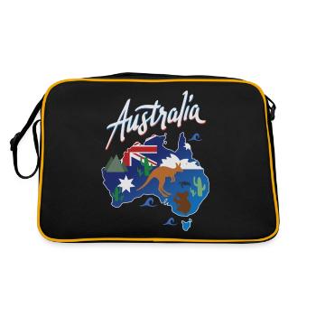 Travel Australia Fun Aussie Map Gift Design Idea - Retro Bag - black/gold - Back