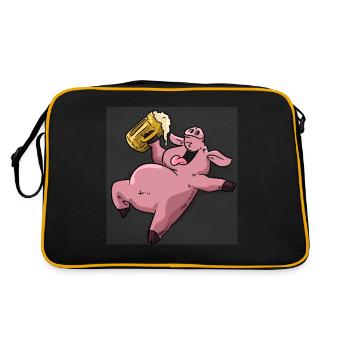 Drunk pig - Retro Bag - black/gold - Back