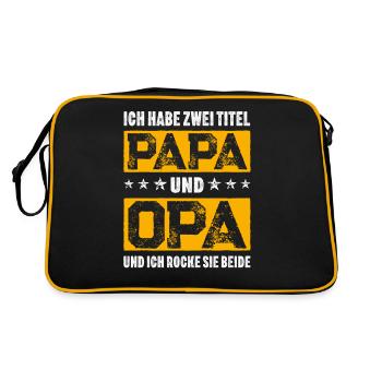 Ich habe zwei Titel Papa und Opa Opaspruch Danke - Retro Tasche - Schwarz/Gold - Hinten