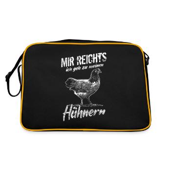 Huhn Hühnerstall Vorwerkhühner - Retro Tasche - Schwarz/Gold - Hinten
