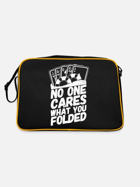 Poker Pokern Karten Sprüche Folded - Retro Tasche - Schwarz/Gold - Hinten