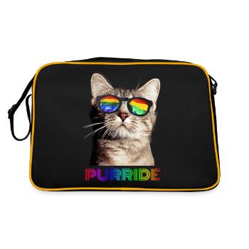 Purride Katze LGBT Gay Pride Parade Regenbogen - Retro Tasche - Schwarz/Gold - Hinten