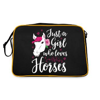 Pferde Mädchen Pferde Reiten Pferd Liebe - Retro Tasche - Schwarz/Gold - Hinten