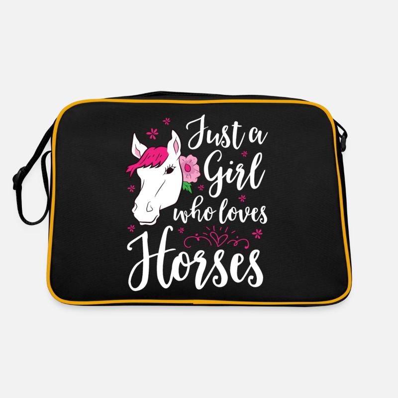 Pferde Mädchen Pferde Reiten Pferd Liebe Retro Tasche